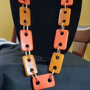 NEW A Taylor Orange Resin Chainlink Necklace #1100